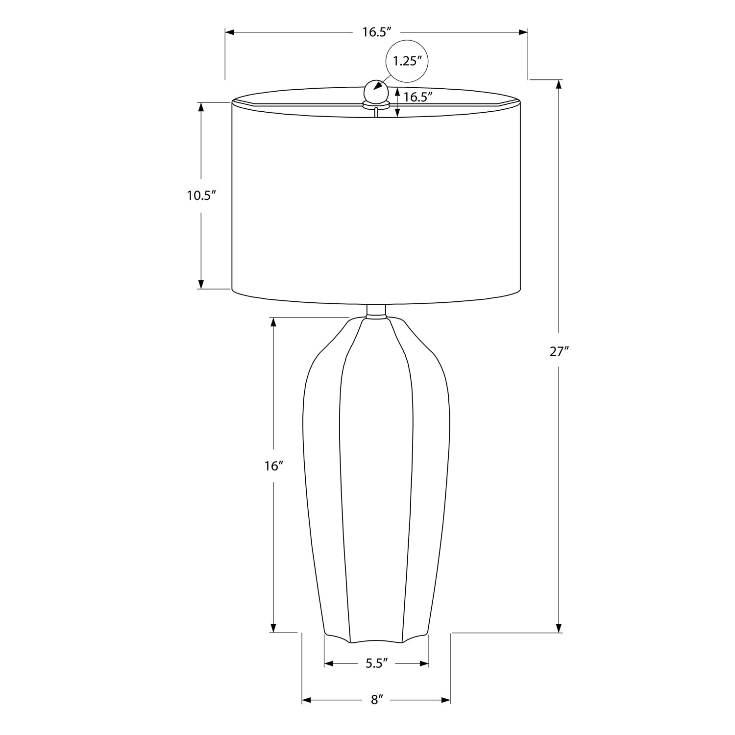 Monarch Specialties I 9731 - Luminaire, 27"H, Lampe De Table, Céramique Crème, Abat-jour Ivoire / Crème, Moderne - Simple Boutique