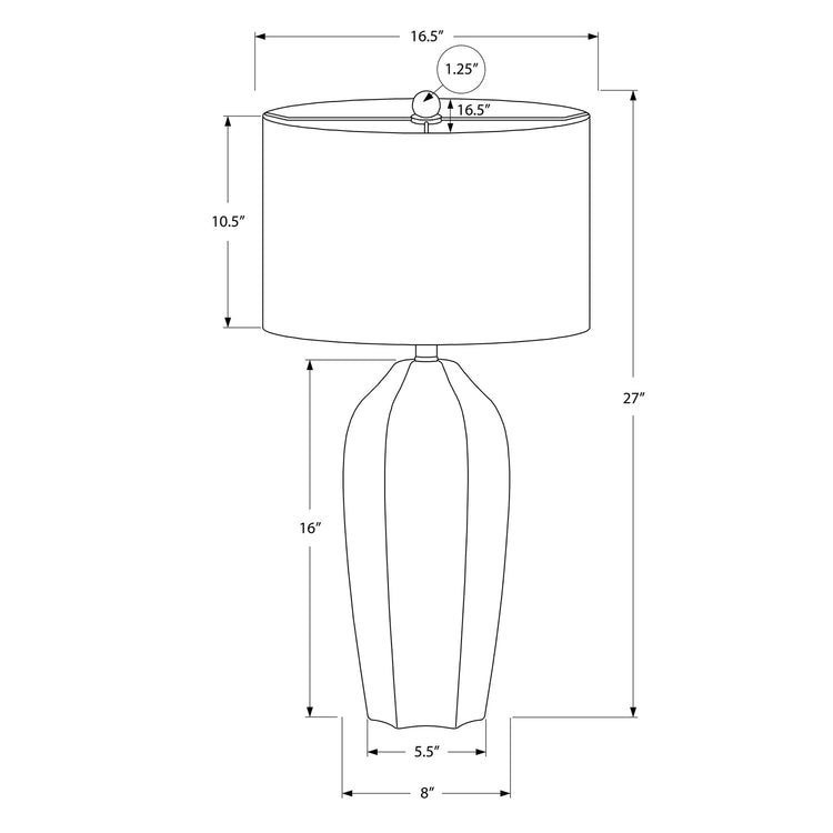 Monarch Specialties I 9731 - Luminaire, 27"H, Lampe De Table, Céramique Crème, Abat-jour Ivoire / Crème, Moderne - Simple Boutique