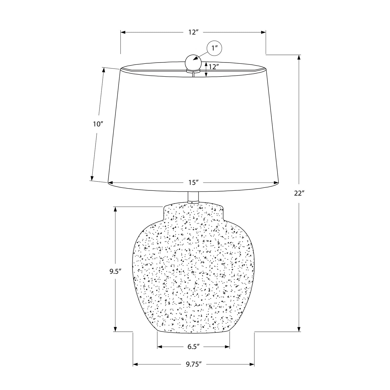Monarch Specialties I 9732 - Luminaire, 22"H, Lampe De Table, Béton Créme, Abat-jour Ivoire / Crème, Moderne - Simple Boutique
