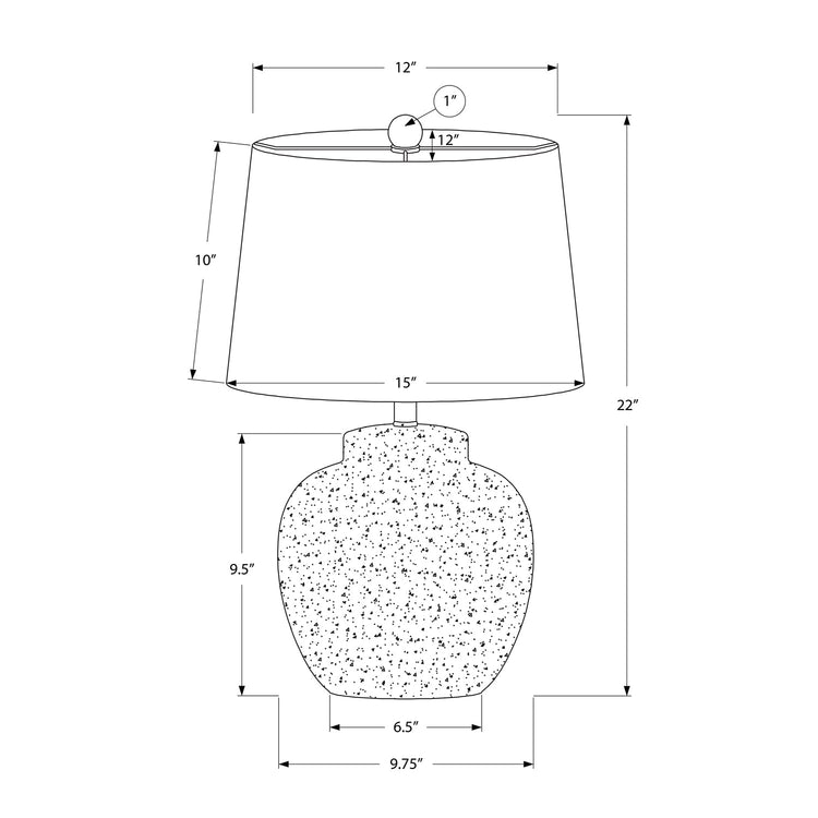 Monarch Specialties I 9732 - Luminaire, 22"H, Lampe De Table, Béton Créme, Abat-jour Ivoire / Crème, Moderne - Simple Boutique