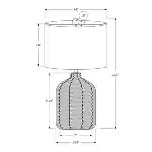 Monarch Specialties I 9734 - Luminaire, 23"H, Lampe De Table, Rotin Noir, Abat-jour Ivoire / Crème, Moderne - Simple Boutique
