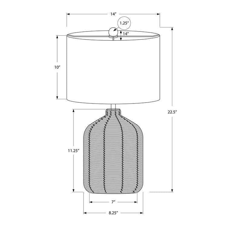 Monarch Specialties I 9734 - Luminaire, 23"H, Lampe De Table, Rotin Noir, Abat-jour Ivoire / Crème, Moderne - Simple Boutique