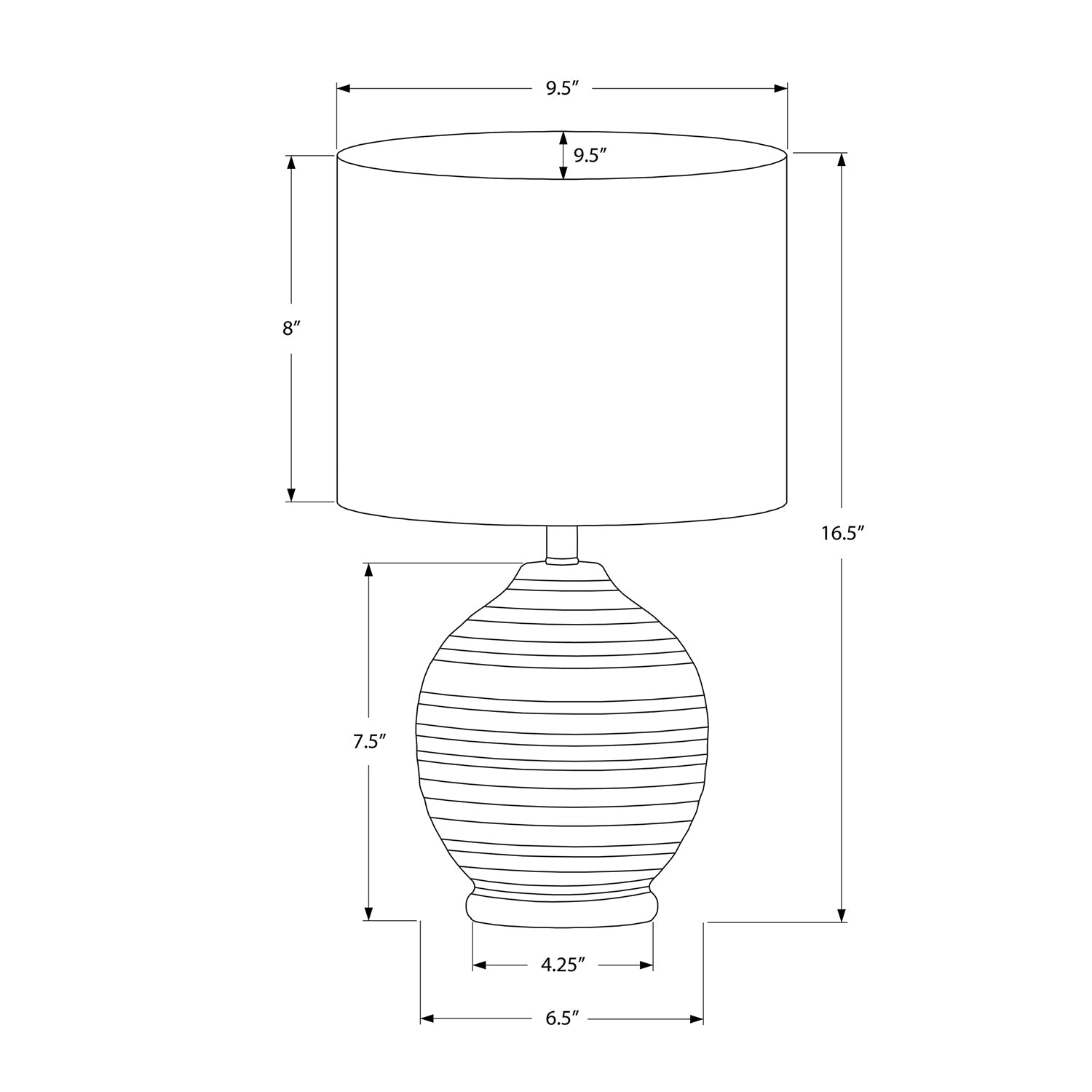 Monarch Specialties I 9739 - Luminaire, 17"H, Lampe De Table, Céramique Noire, Teinte Ivoire / Crème, Transitionnel - Simple Boutique