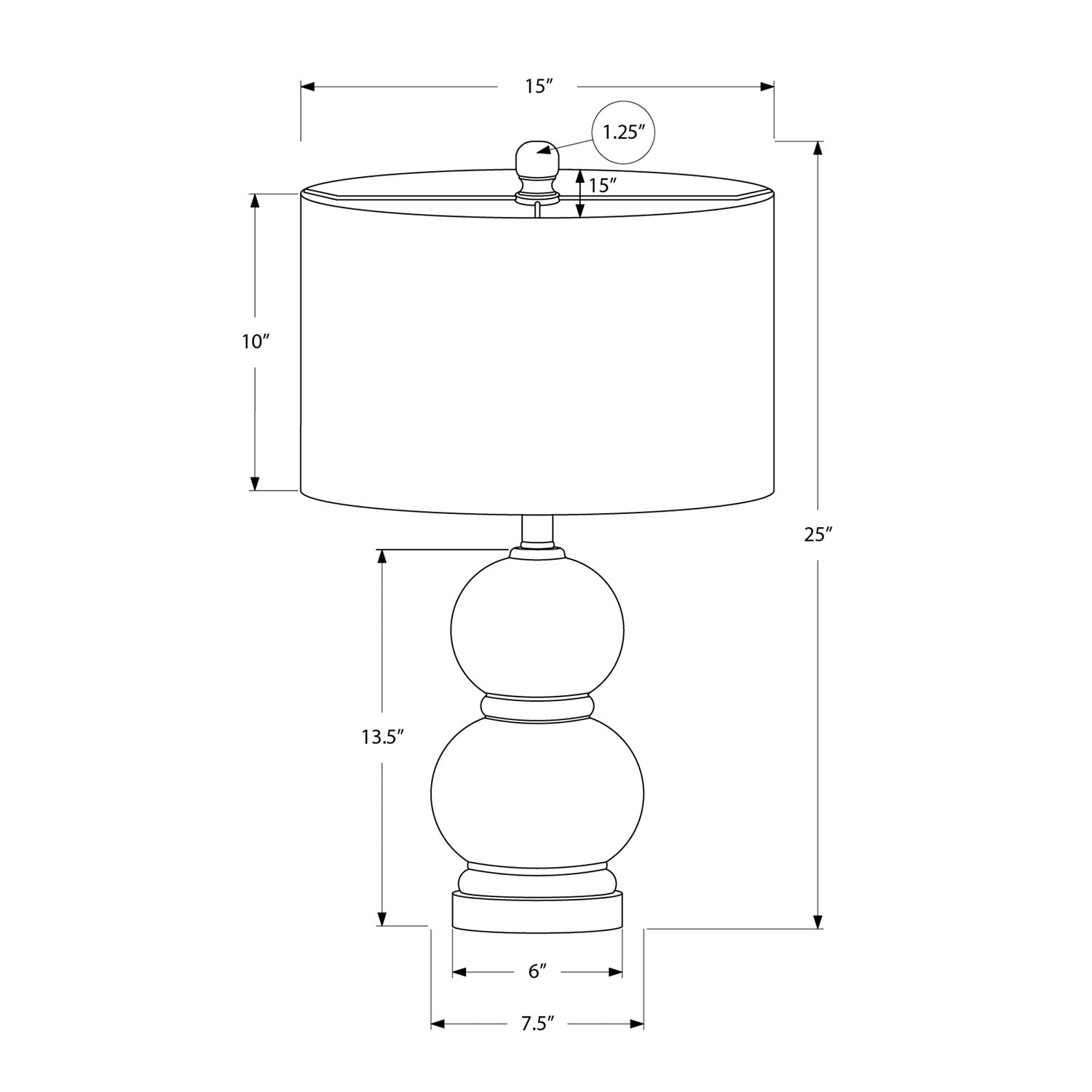 Monarch Specialties I 9744 - Luminaire, 25"H, Crème Céramique, Abat-jour Ivoire / Crème, Contemporain - Simple Boutique