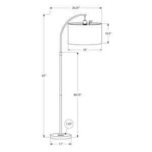 Monarch Specialties I 9749 - Luminaire, 65"H, Lampadaire, Métal Noir, Abat-jour Ivoire / Crème, Contemporain - Simple Boutique
