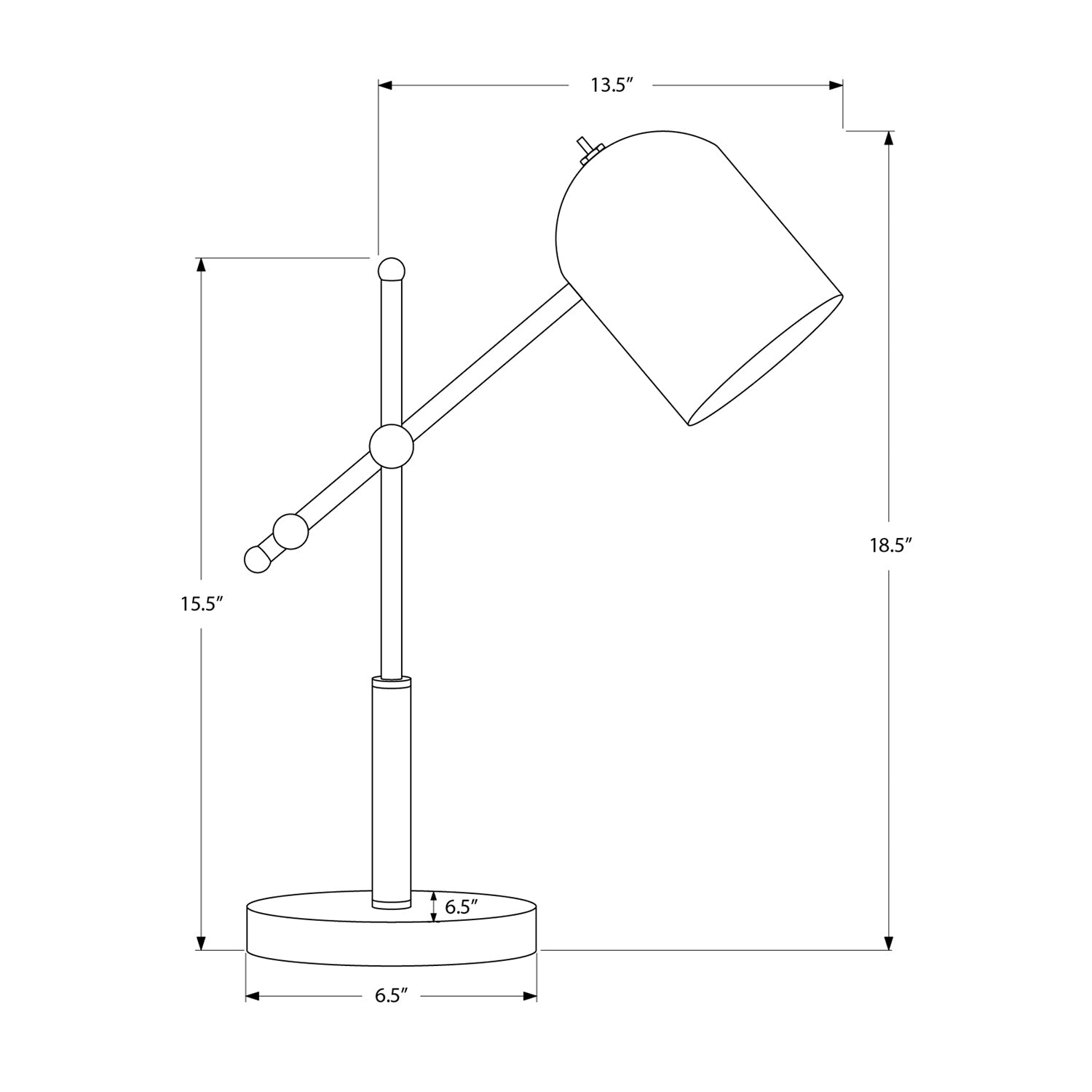 Monarch Specialties I 9766 - Luminaire, 18"H, Métal En Laiton, Abat-jour Noir, Contemporain - Simple Boutique