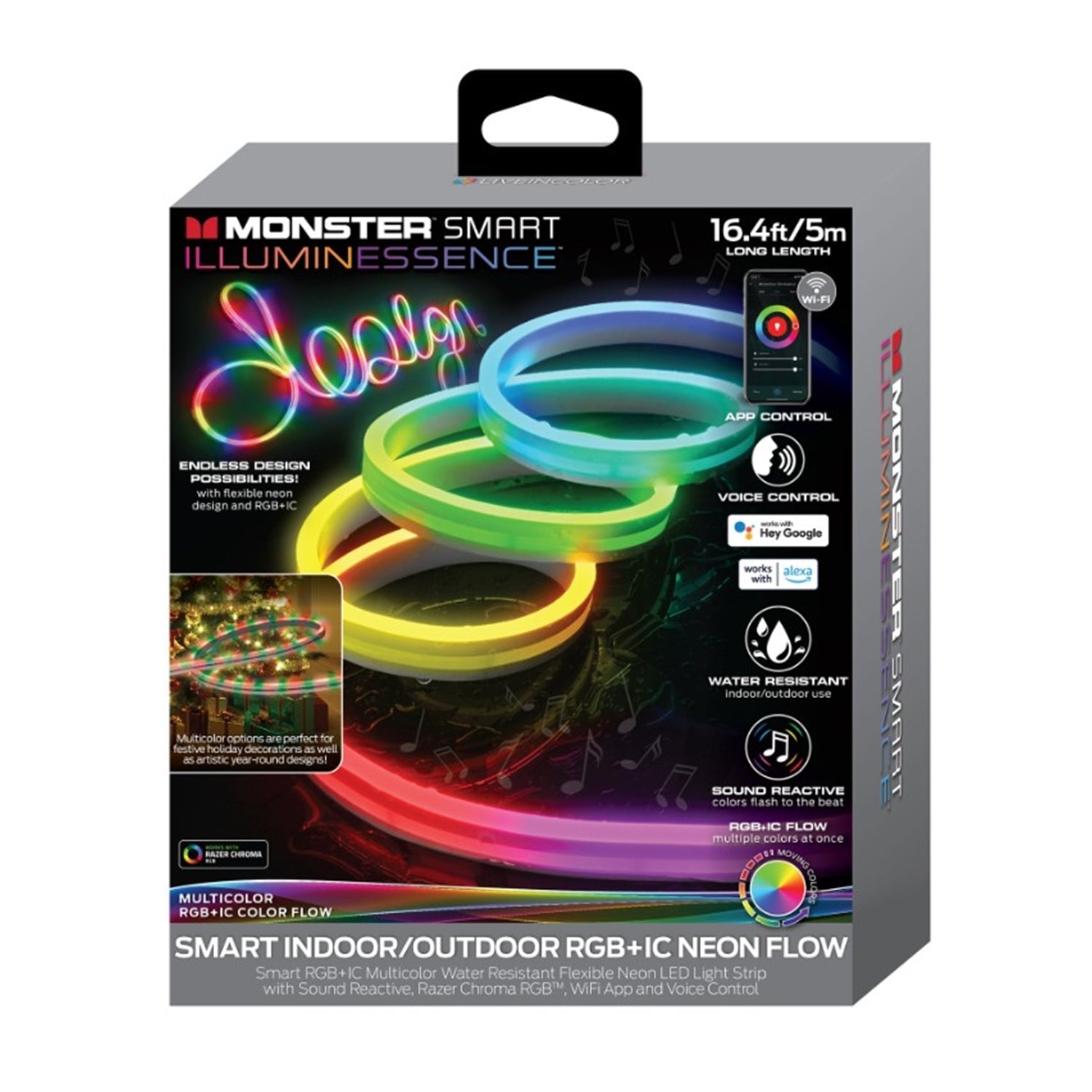 Monster - Bande Lumineuse LED Intelligente Intérieur/Extérieur, Longeur de 5 Mètres, Design Flexible - Simple Boutique