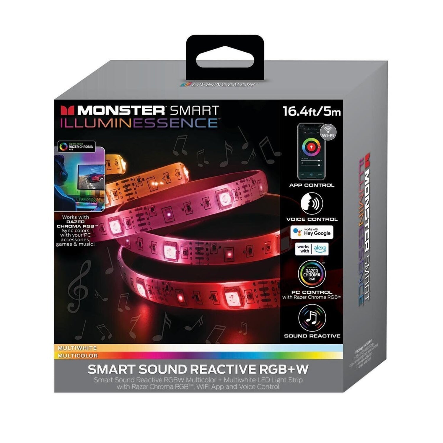 Monster - Bande de Lumiere LED avec Réaction Sonore, Longeur de 5 Metres - Simple Boutique