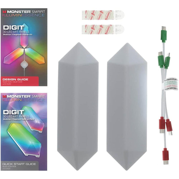 Monster - Ensemble de 2 Panneaux Lumineux LED Intelligent, Réactif au Son, (Pack Complémentaire) - Simple Boutique