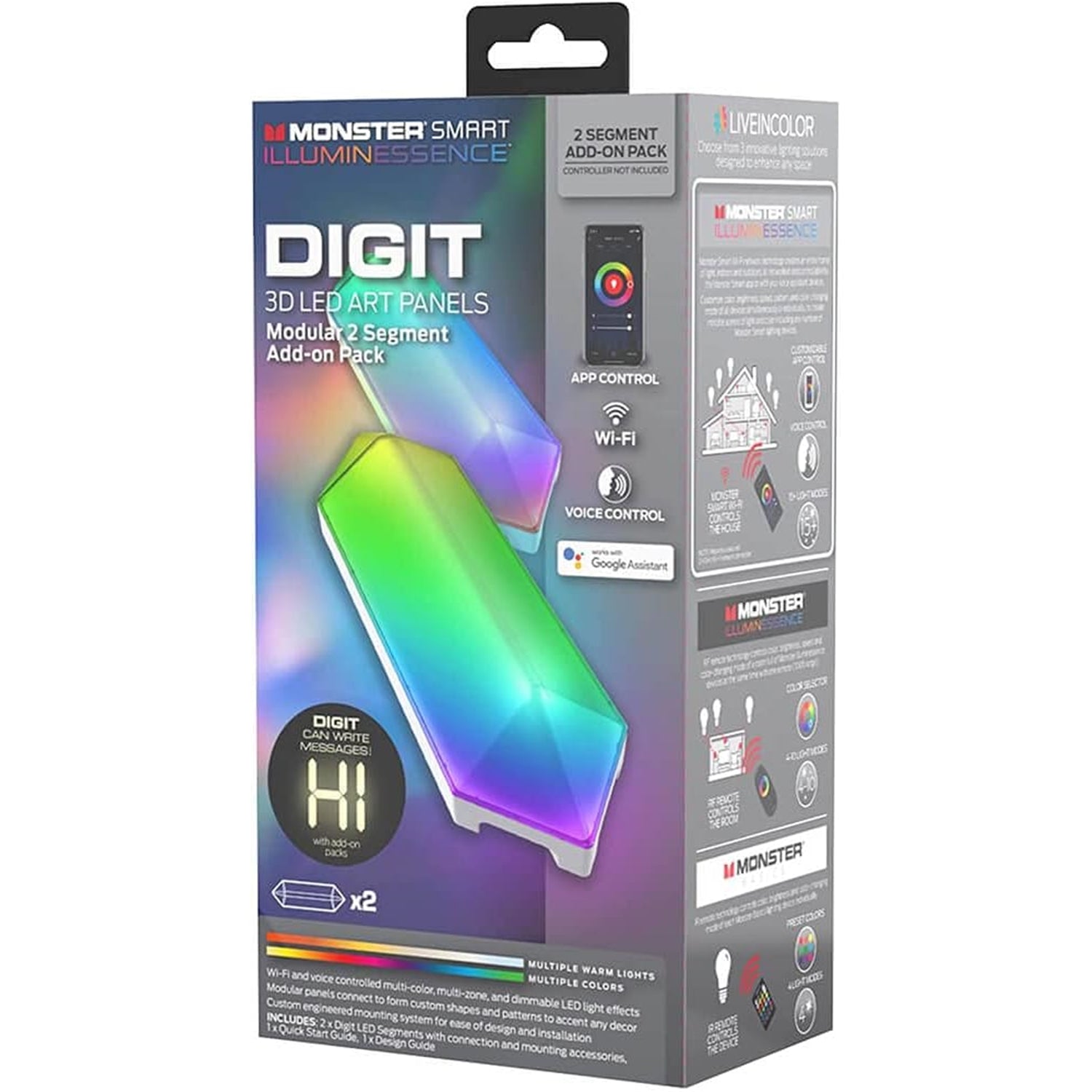 Monster - Ensemble de 2 Panneaux Lumineux LED Intelligent, Réactif au Son, (Pack Complémentaire) - Simple Boutique