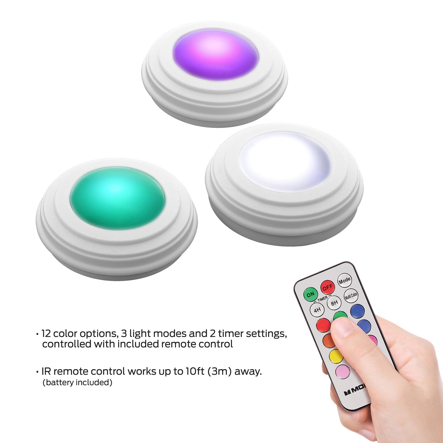 Monster - Ensemble de 3 Lumières LED Multicolores avec Commande Tactile et Télécommande - Simple Boutique