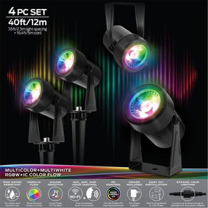 Monster - Ensemble de 4 Projecteur LED Extérieur pour Jardin Intelligent, Longeur de 5 Mètres, Noir - Simple Boutique