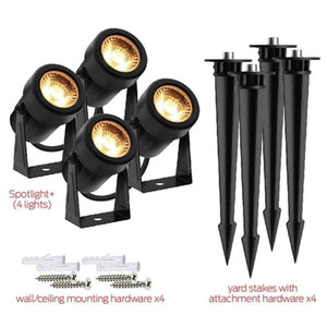 Monster - Ensemble de 4 Projecteur LED Extérieur pour Jardin Intelligent, Longeur de 5 Mètres, Noir - Simple Boutique