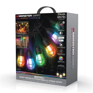 Monster - Guirlande Lumineuse LED pour Patio, Longeur de 35 Pieds, Désign Étanche, Éclairage et Effet multicolores - Simple Boutique