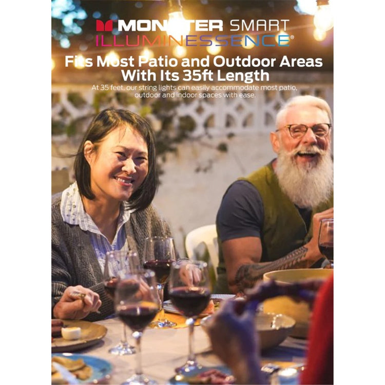 Monster - Guirlande Lumineuse LED pour Patio, Longeur de 35 Pieds, Désign Étanche, Éclairage et Effet multicolores - Simple Boutique