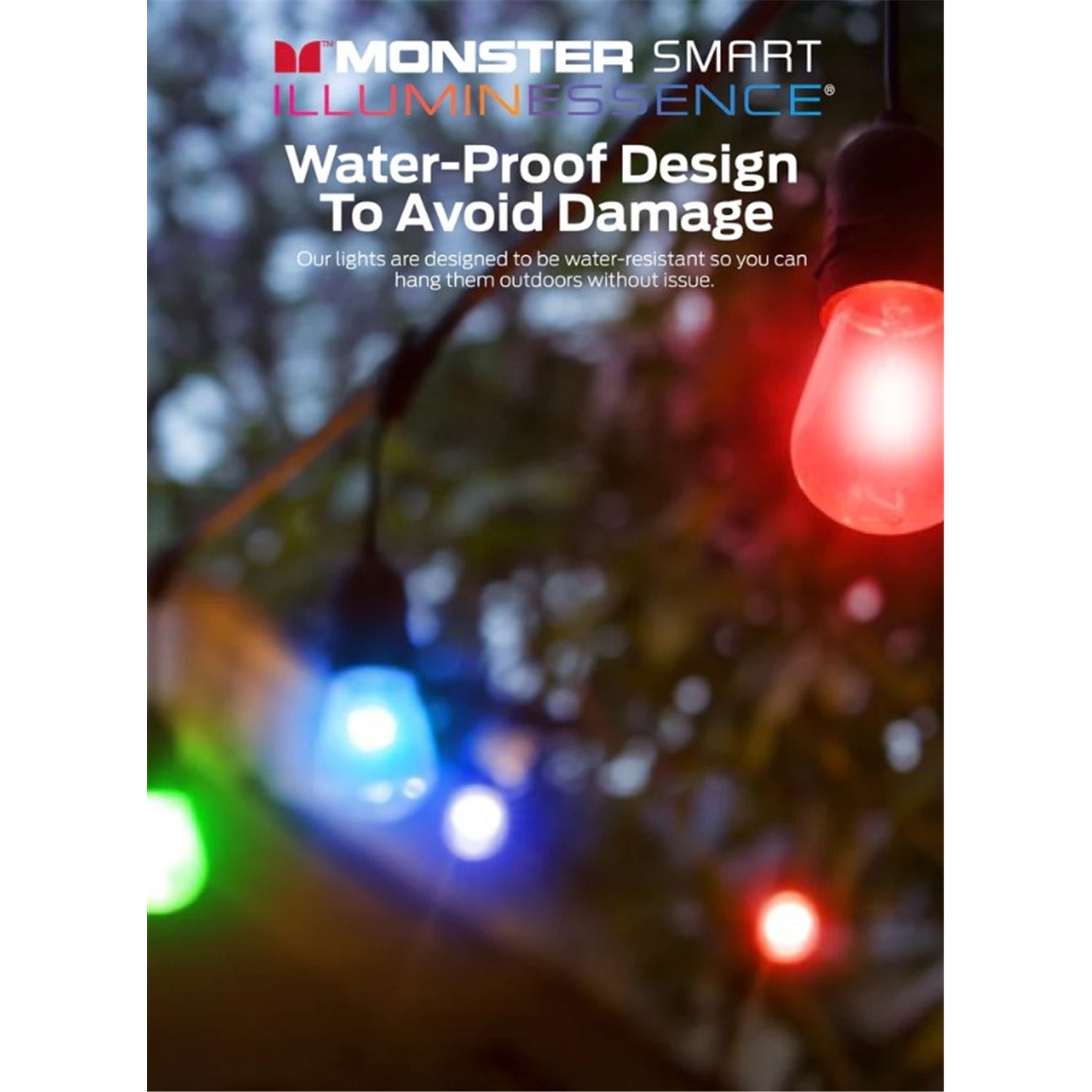 Monster - Guirlande Lumineuse LED pour Patio, Longeur de 35 Pieds, Désign Étanche, Éclairage et Effet multicolores - Simple Boutique