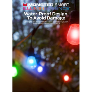 Monster - Guirlande Lumineuse LED pour Patio, Longeur de 35 Pieds, Désign Étanche, Éclairage et Effet multicolores - Simple Boutique
