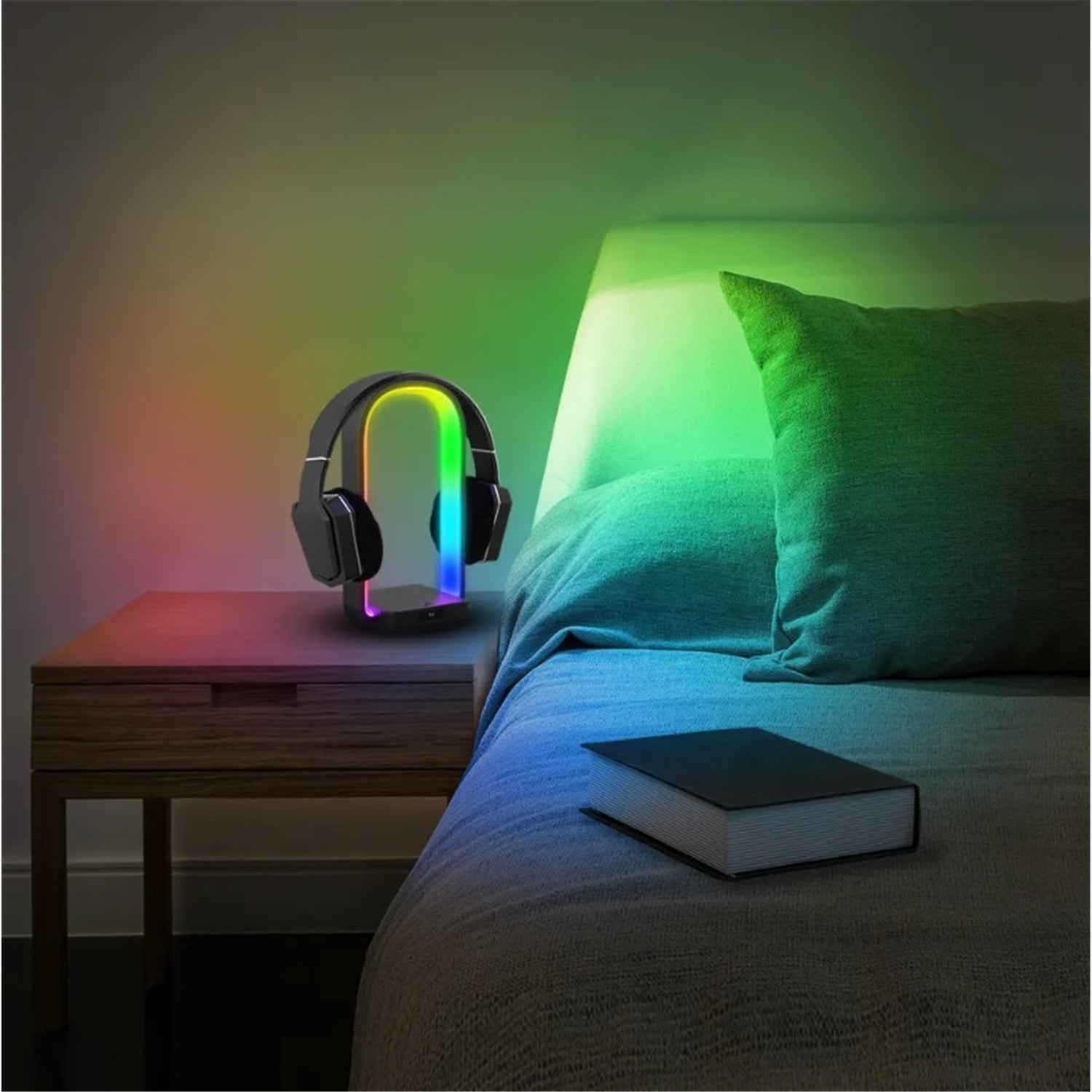 Monster - Lampe LED Avec Support pour Écouteur et Chargeur Sans-Fil Intégré, Télécommande Incluse - Simple Boutique