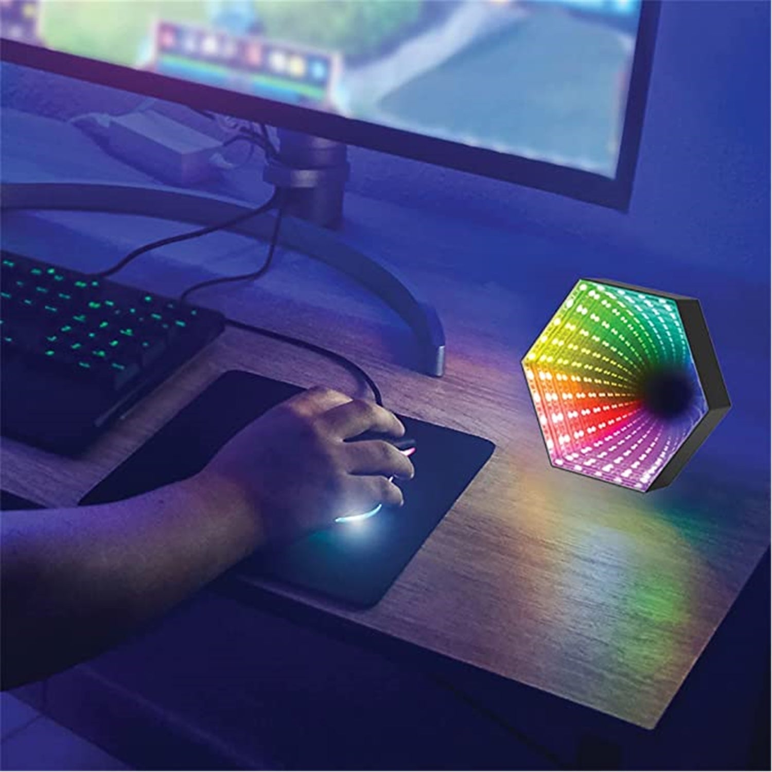 Monster - Lampe Miroir 3D Multicolore Rechargeable, 300 Options d'éclairage, Télécommande Incluse - Simple Boutique