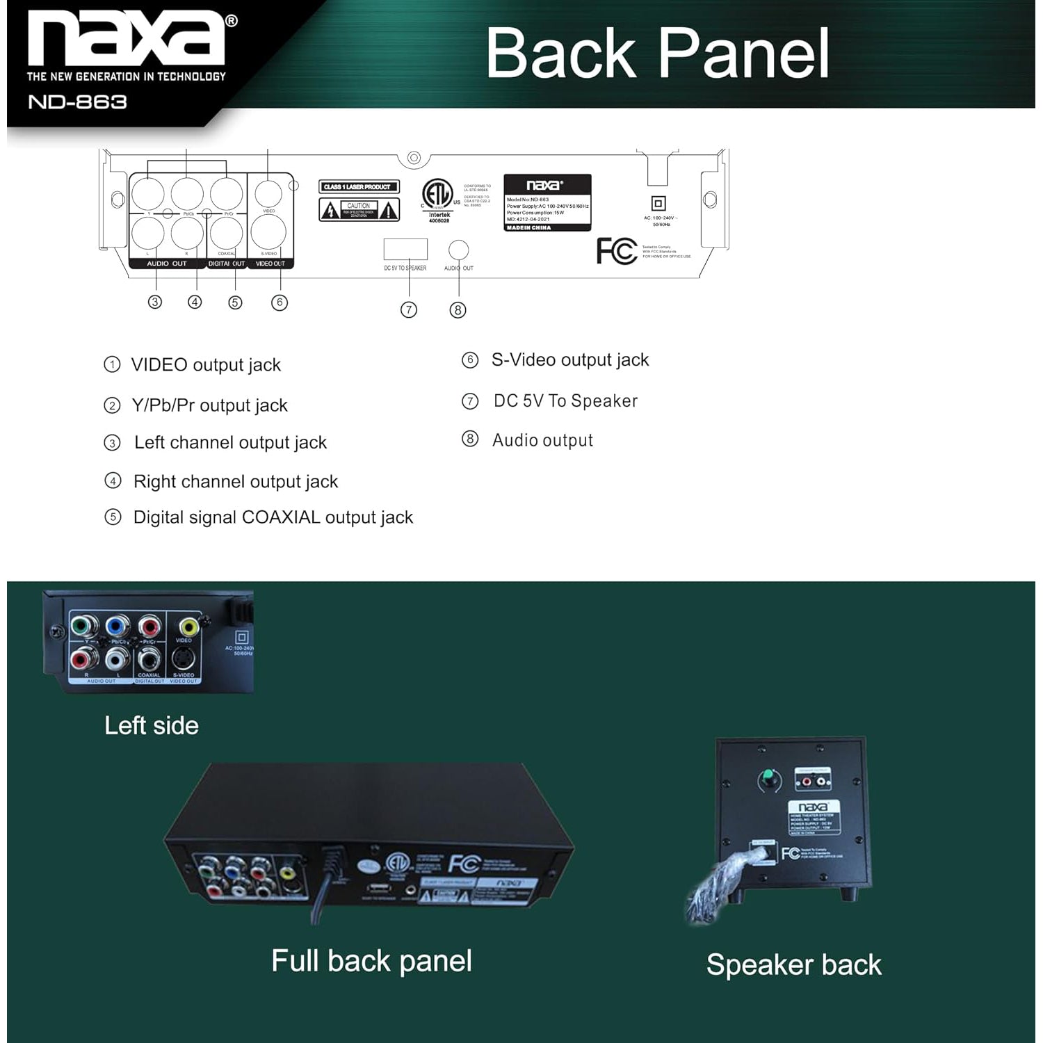 Naxa - Ensemble de Haut-Parleur et DVD pour Cinema Maison, 2.1 Canaux, Noir - Simple Boutique