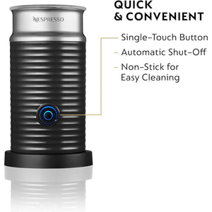 Nespresso - Mousseur à Lait Aeroccino3, Préparation Rapide, Arrêt Automatique, Noir - Simple Boutique