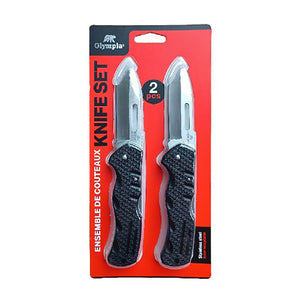 Olympia - Ensemble de 2 Couteaux de Camping, Lame en Acier Inoxydable - Simple Boutique