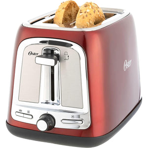 Oster - Grille-Pain à Deux Tranches avec Fente Extra-Large, Rouge - Simple Boutique