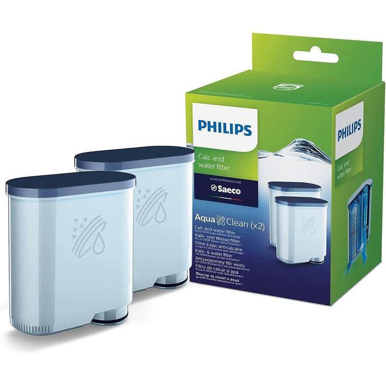 Philips - Lot de 2 Filtres à Eau et Calcaire AquaClean pour Machine à Expresso, Pas de Détartrage Jusqu'à 5 000 Tasses - CA6903/22 - Simple Boutique