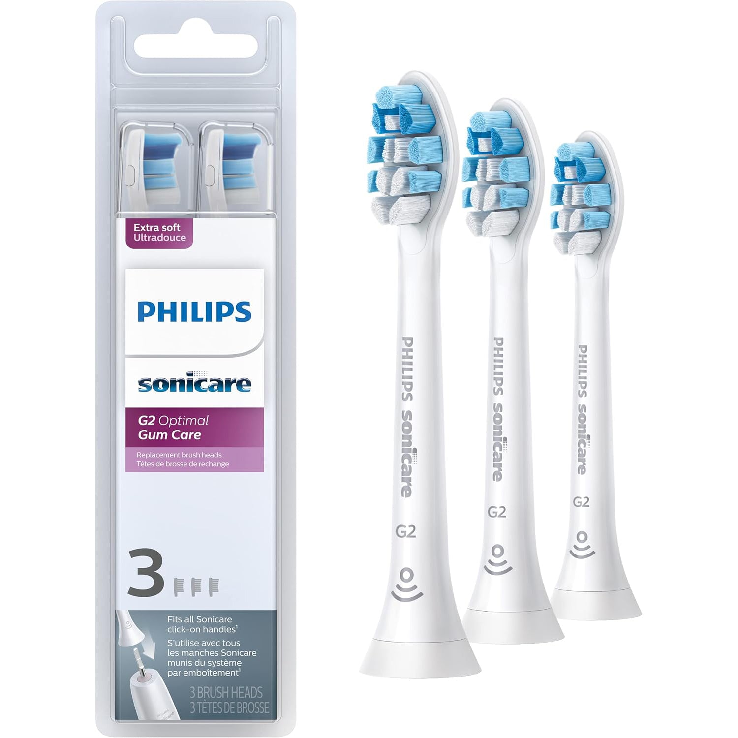 Philips - Lot de 3 Recharges pour Brosse à Dent Électrique, G2 Soin Optimal des Gencives - Simple Boutique