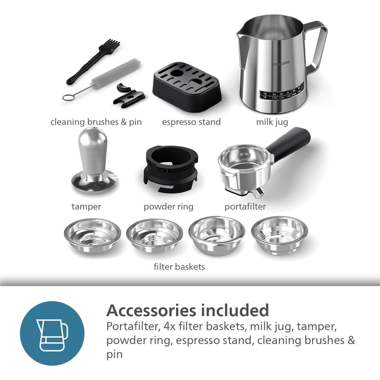 Philips - Machine à Espresso Semi-Automatique BaristaBrew, Tasseur Calibré, Bac à Grains de 250g - PSA3218/01 - Simple Boutique