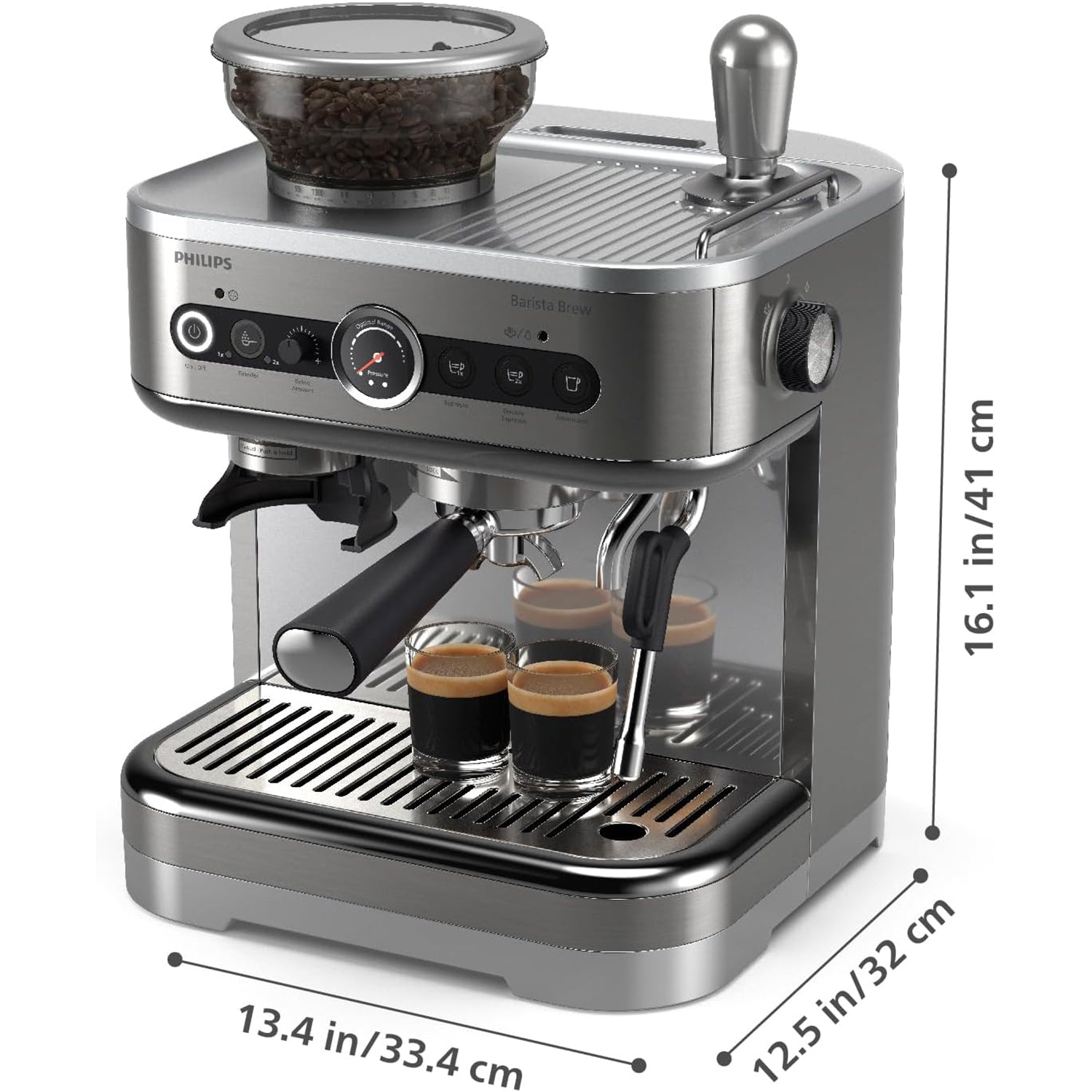 Philips - Machine à Espresso Semi-Automatique BaristaBrew, Tasseur Calibré, Bac à Grains de 250g - PSA3218/01 - Simple Boutique