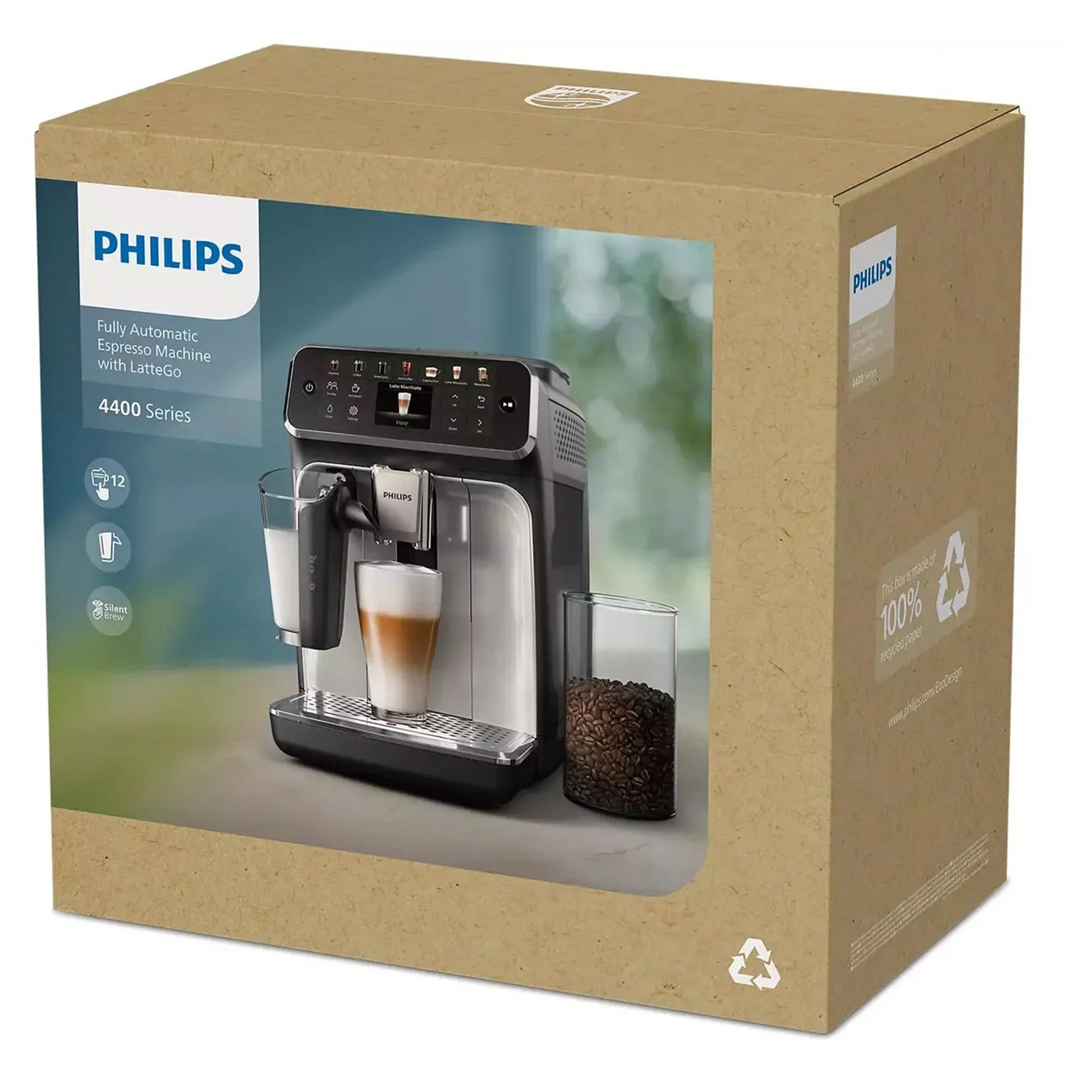 Philips - Machine à Expresso Automatique LatteGo 4400, 12 Choix de Boissons, Technologie SilentBrew - EP4447/90 - Simple Boutique