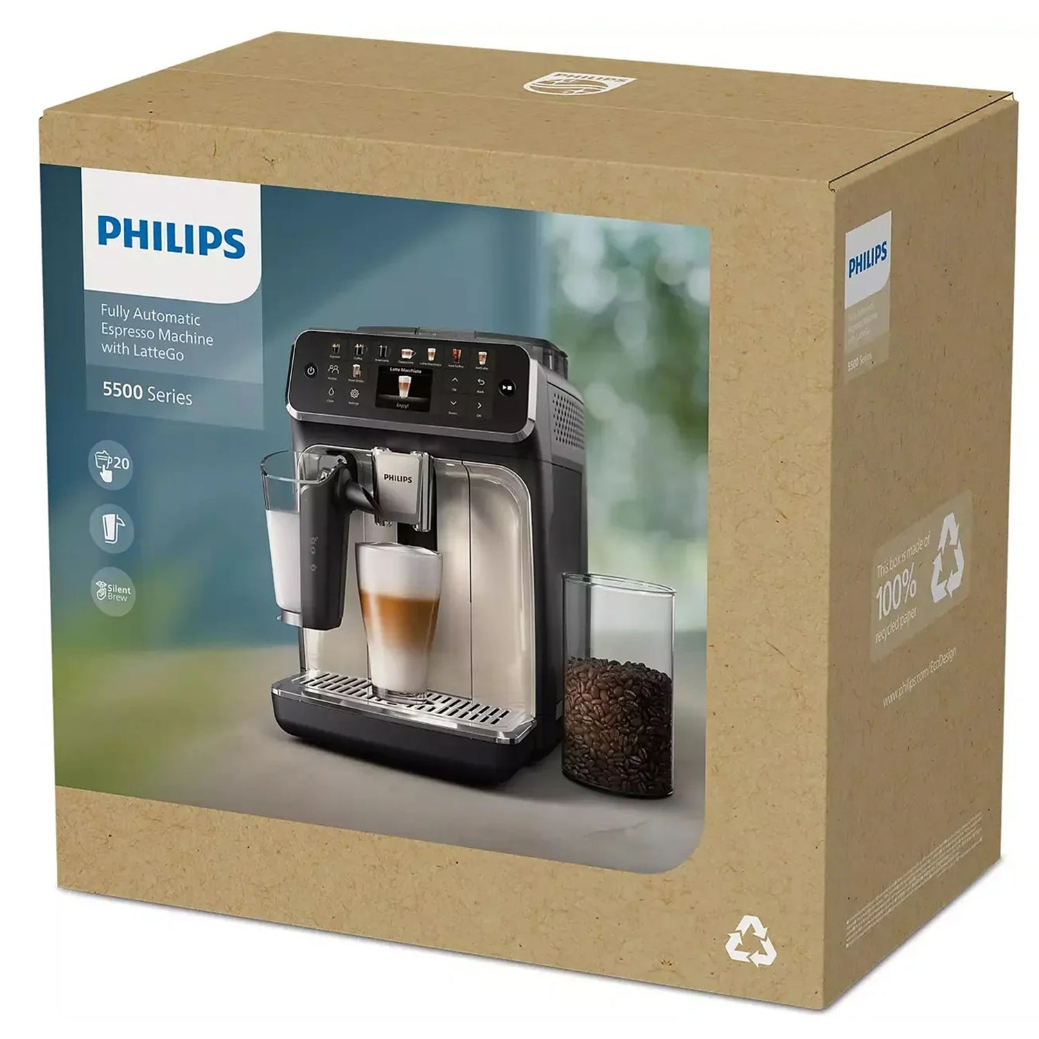 Philips - Machine à Expresso Automatique LatteGo 5500, 20 Choix de Boissons, Technologie SilentBrew EP5544/90 - Simple Boutique