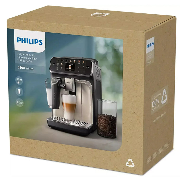 Philips - Machine à Expresso Automatique LatteGo 5500, 20 Choix de Boissons, Technologie SilentBrew EP5544/90 - Simple Boutique