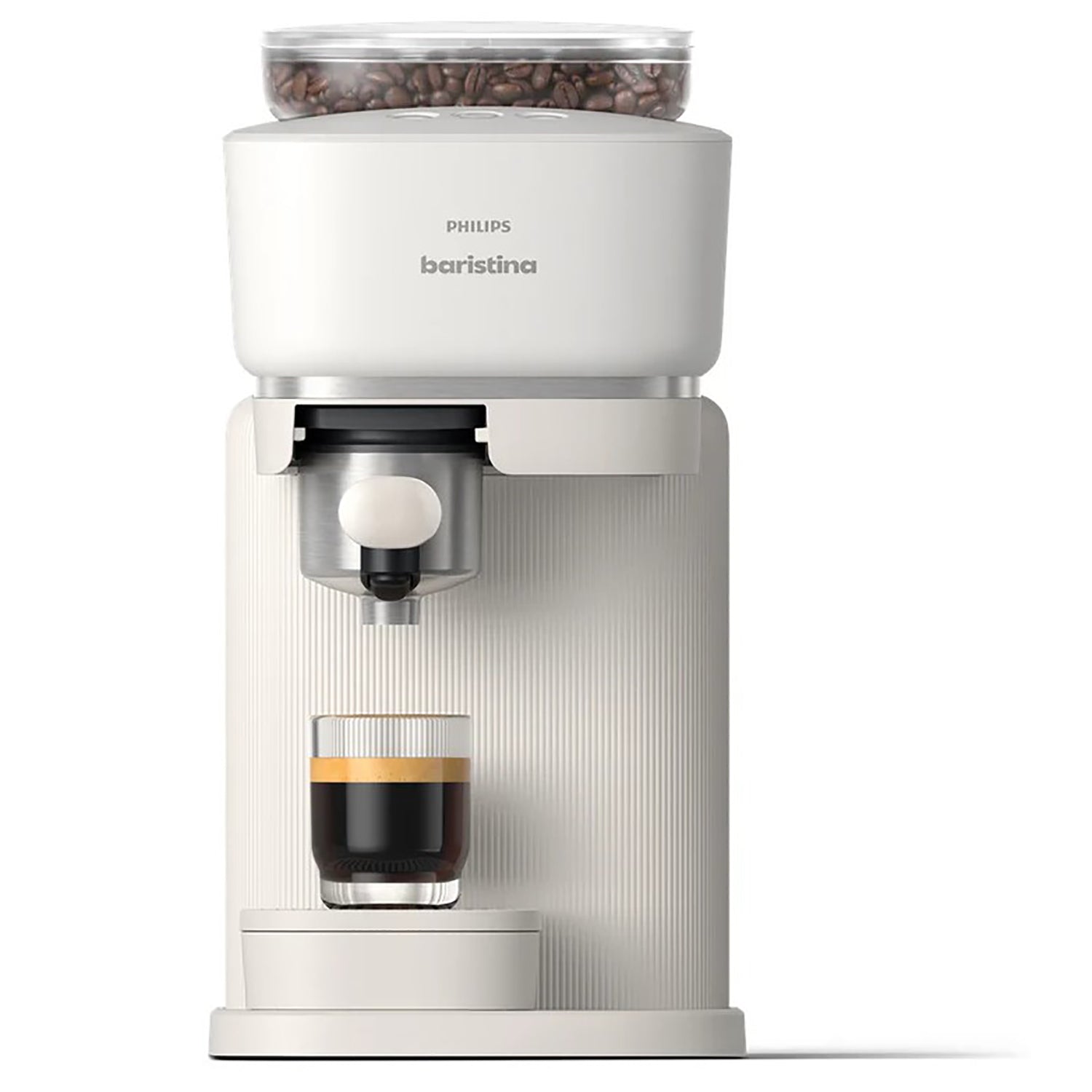 Philips - Machine à Expresso Baristina, 16 Bars de Pression, Mousseur à Lait Inclus, Blanc - BAR303/00 - Simple Boutique