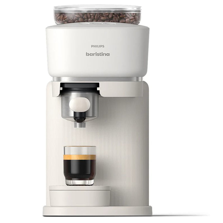 Philips - Machine à Expresso Baristina, 16 Bars de Pression, Mousseur à Lait Inclus, Blanc - BAR303/00 - Simple Boutique