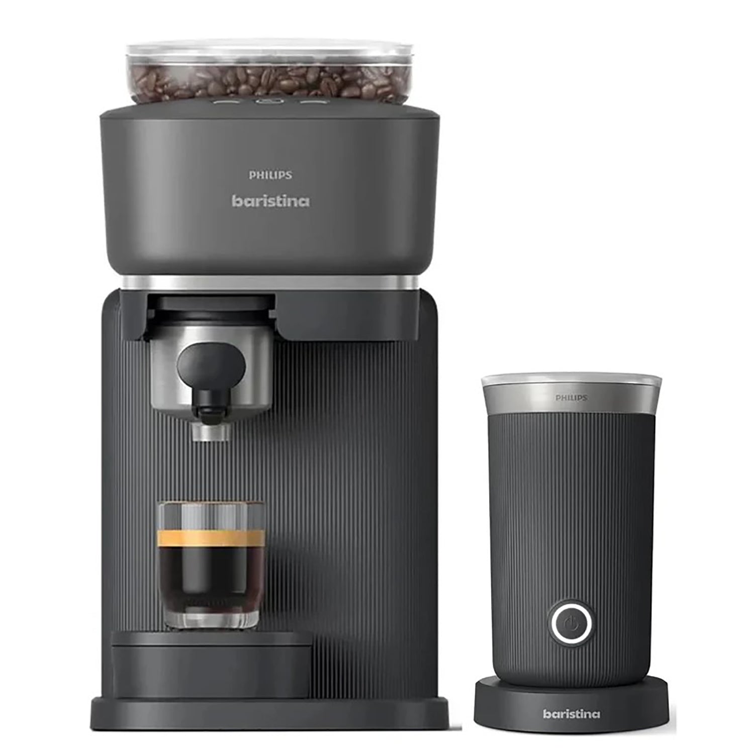 Philips - Machine à Expresso Baristina, 16 Bars de Pression, Mousseur à Lait Inclus, Noir - BAR303/60 - Simple Boutique