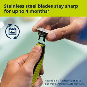 Philips - Rasoir Électrique Sans-Fil OneBlade pour le Visage, Pour Peau Sec ou Humide, Vert - Simple Boutique