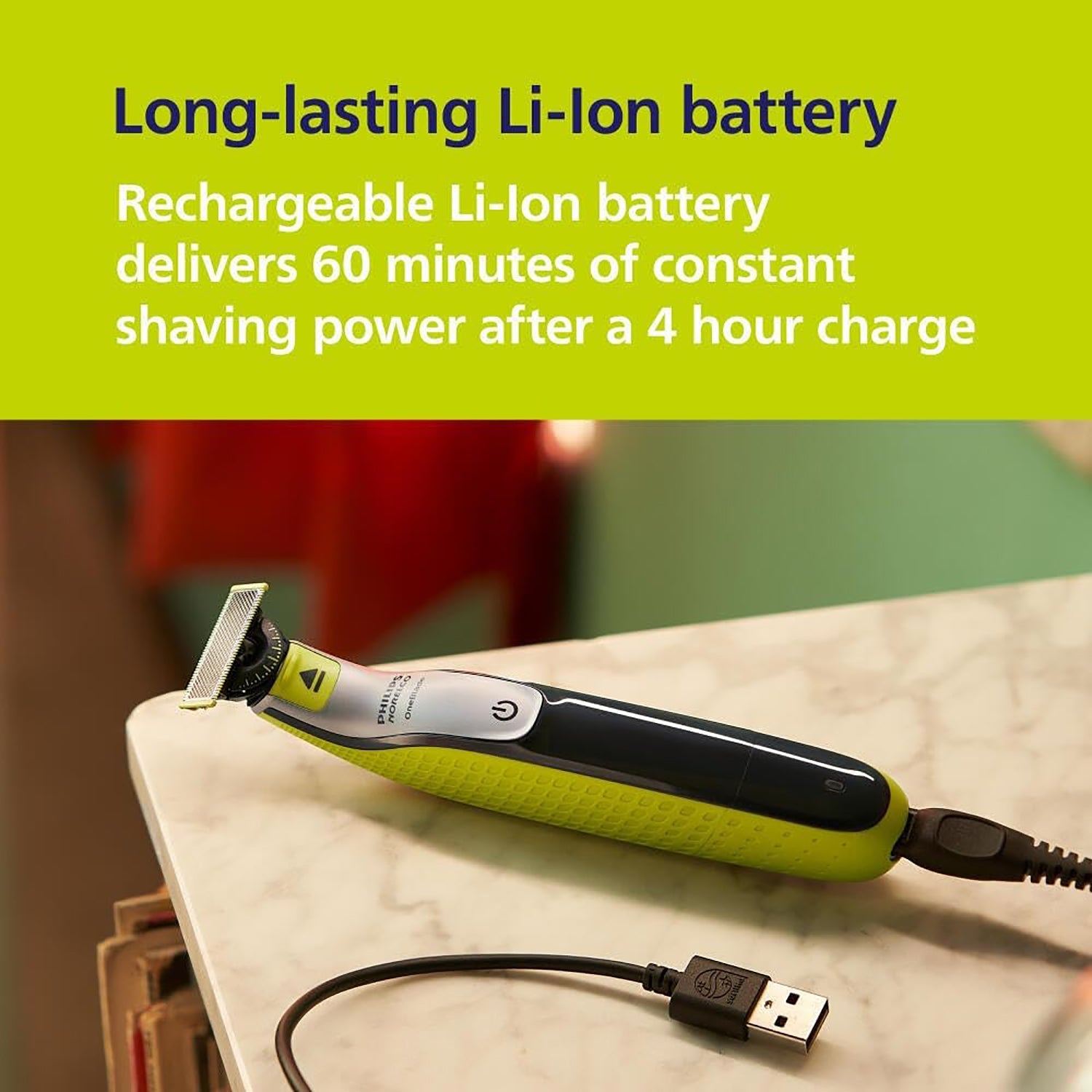 Philips - Rasoir/Tondeuse OneBlade pour le Visage et le Corp Rechargeable, Pour Peau sèche ou Humide, Vert - Simple Boutique