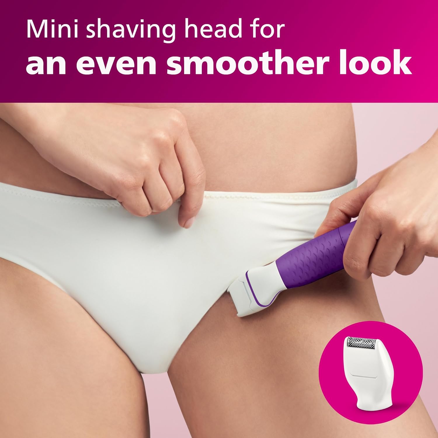 Philips - Tondeuse Bikini Sans-Fil pour Femme avec Accessoires et Étui de Transport, Mauve - Simple Boutique