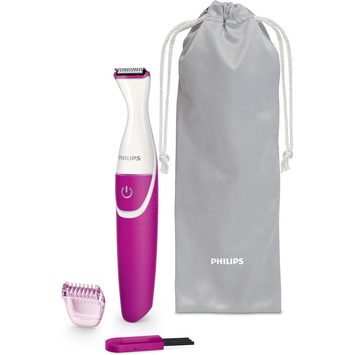 Philips - Tondeuse Bikini Sans-Fil pour Femme avec Accessoires et Étui de Transport, Rose - Simple Boutique