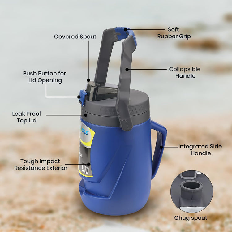 Pinnacle - Carafe à Eau Isotherme Portable, Capacité de 2,5 Litres, Étanche, Bleu - Simple Boutique