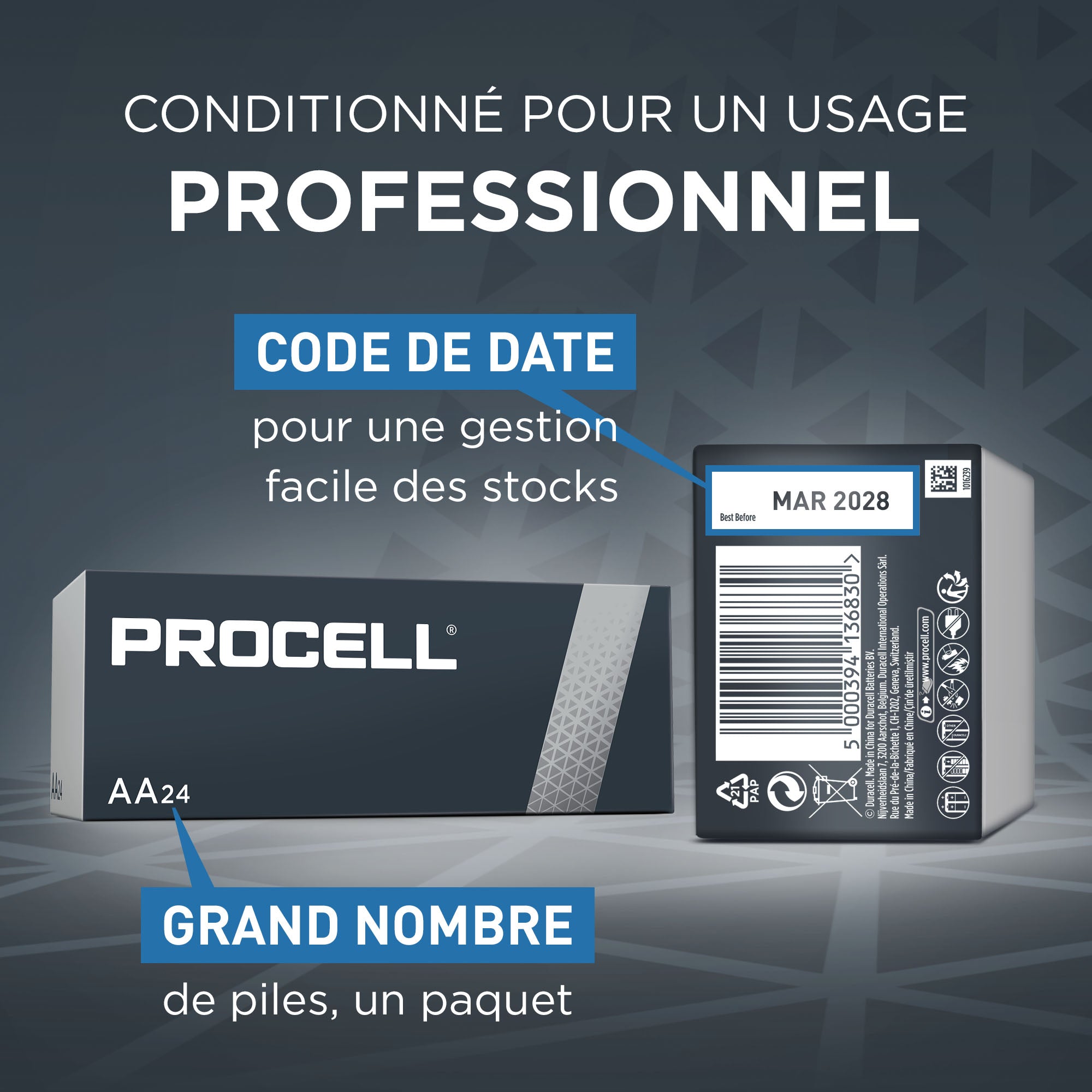 Procell Constant - Piles Alcaline Industrielles AA, Pour Appareils Professionnels, Emballage de 24 - Simple Boutique