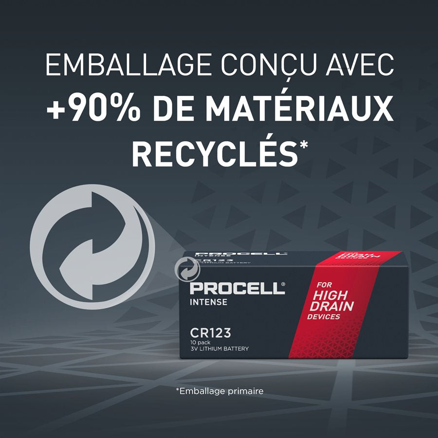 Procell Intense - Pile lithium High Power CR123, 3V, emballage de 12 - Simple Boutique