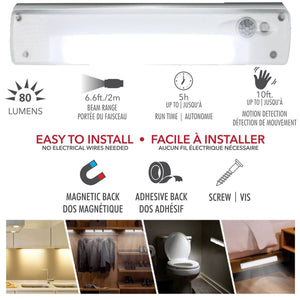 RCA - Éclairage Sans-Fil COBLED avec Détecteur de Mouvement, 80 Lumens, Blanc - Simple Boutique