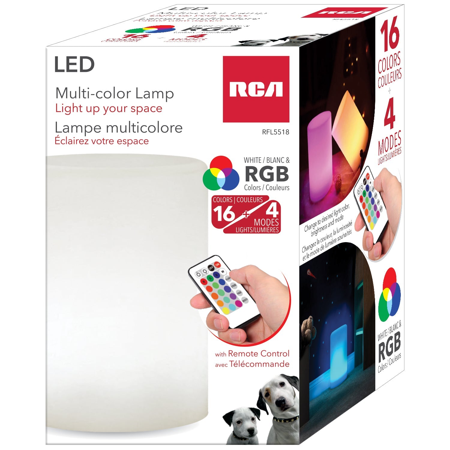 RCA - Lampe LED avec Télécommande, Éclairage RGB, Fonctionne sur Batterie - Simple Boutique