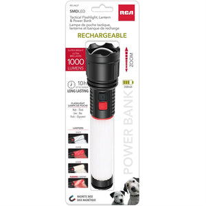 RCA - Lampe de Poche LED et Lanterne avec Banque de Recharge 2000mAh, Rechargeable - Simple Boutique