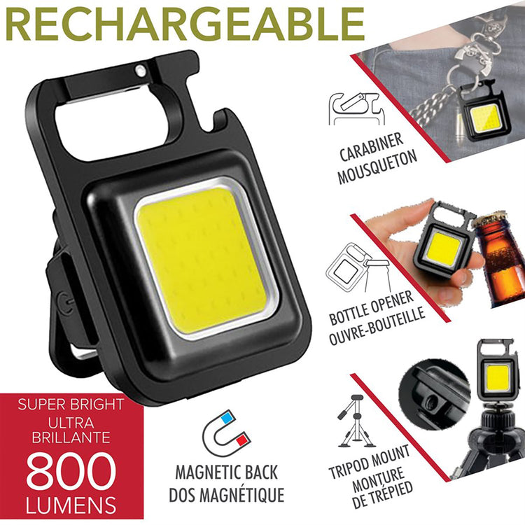 RCA - Mini Lampe de Poche COB Rechargeable avec Mousqueton, Rechargeable, 800 Lumens - Simple Boutique