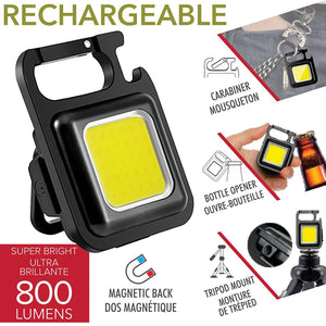 RCA - Mini Lampe de Poche COB Rechargeable avec Mousqueton, Rechargeable, 800 Lumens - Simple Boutique