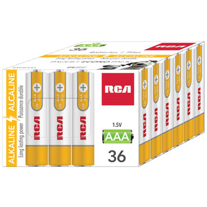 RCA - Paquet de 36 Piles Alcaline AAA, Puissance Longue Durée, Sans Mercure - Simple Boutique